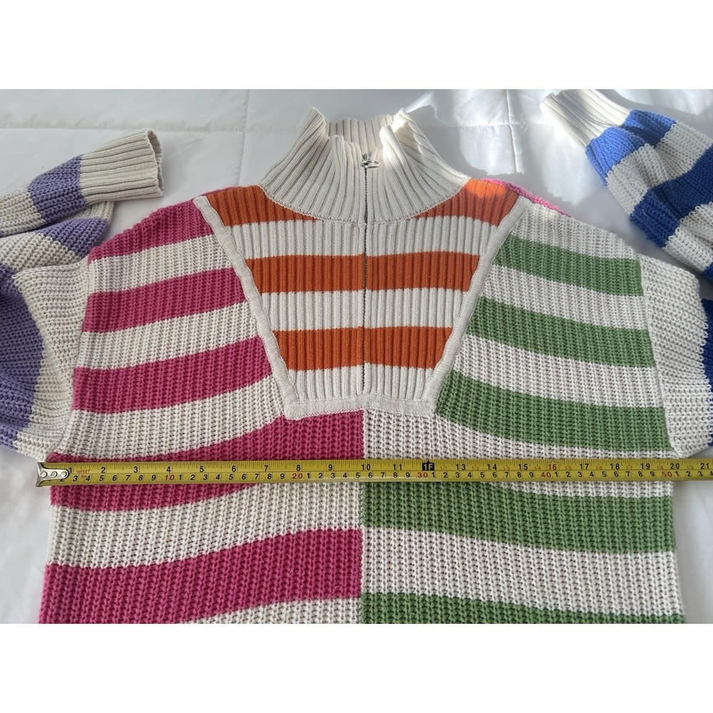 Sincerely Jules Striped 90s Y2K Retro Knit 1/4 Zip Up Multicolor Sweater Sz S/M - Picture 6 of 6